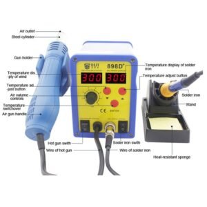 double led display 2 in 1 intelligent leadfree hot air gun with helical wind solder iron bst 898d 9
