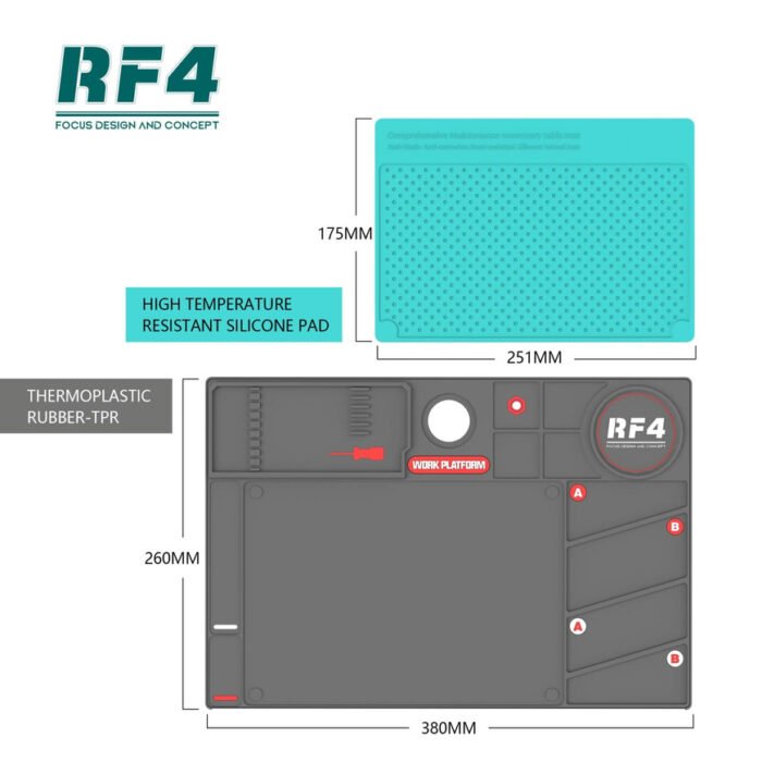 23011 ​rf4 rf po2 heat resistant silicone maintenance pad with thermoplastic work mat 04